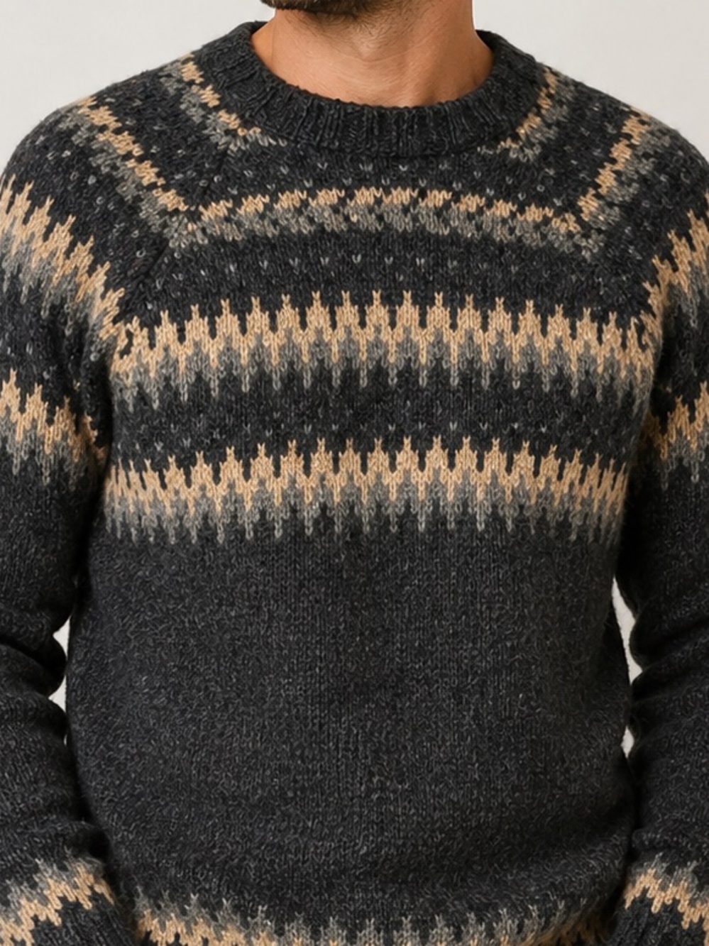 J.Crew Hand Knit Fair Isle Sweater Mens XL 100% Wool Nordic Crewneck